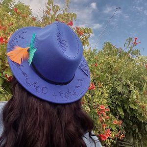 Boho customized fedora burned detail